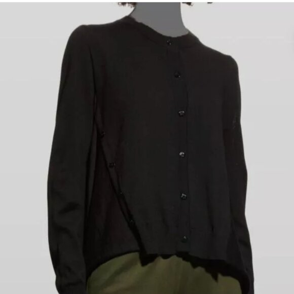 MeimeiJ Women's Black Long-Sleeve Wool Cardigan Sweater Size IT 44/ US 8 - Picture 1 of 10